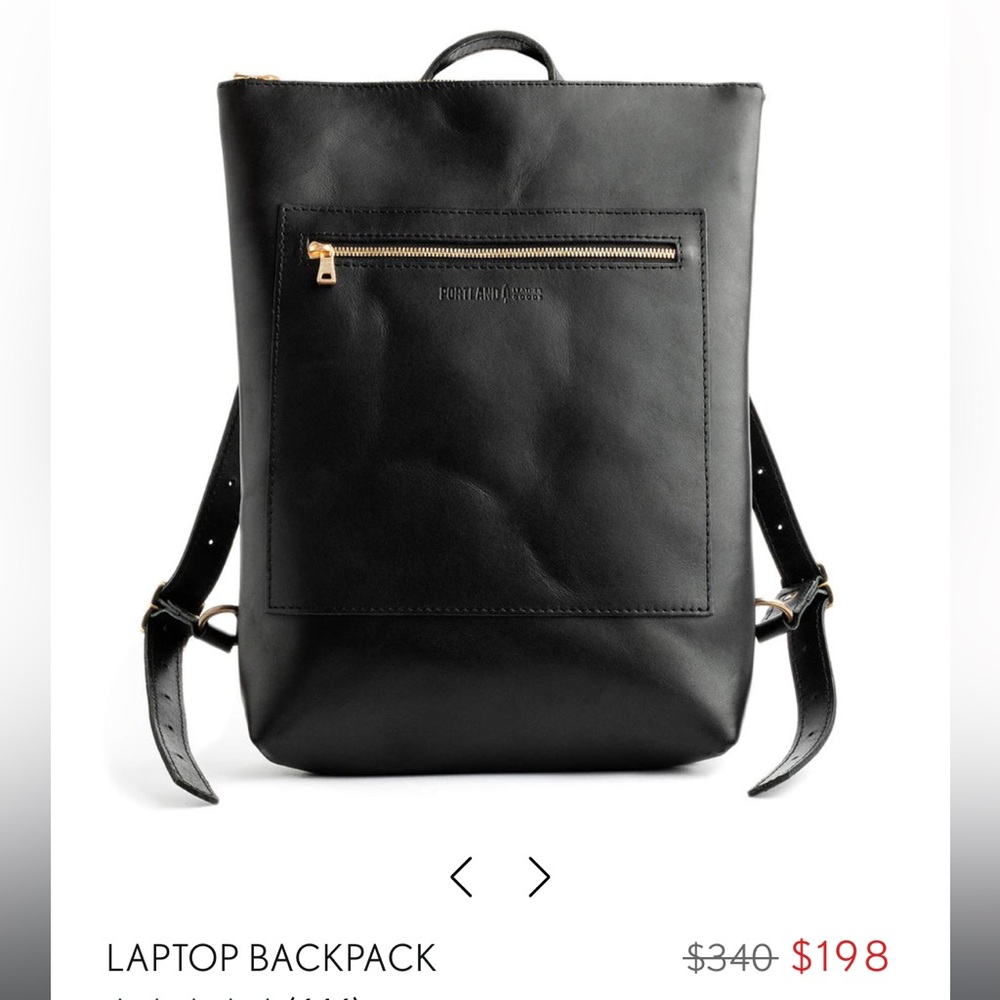 Portland leather laptop backpack black